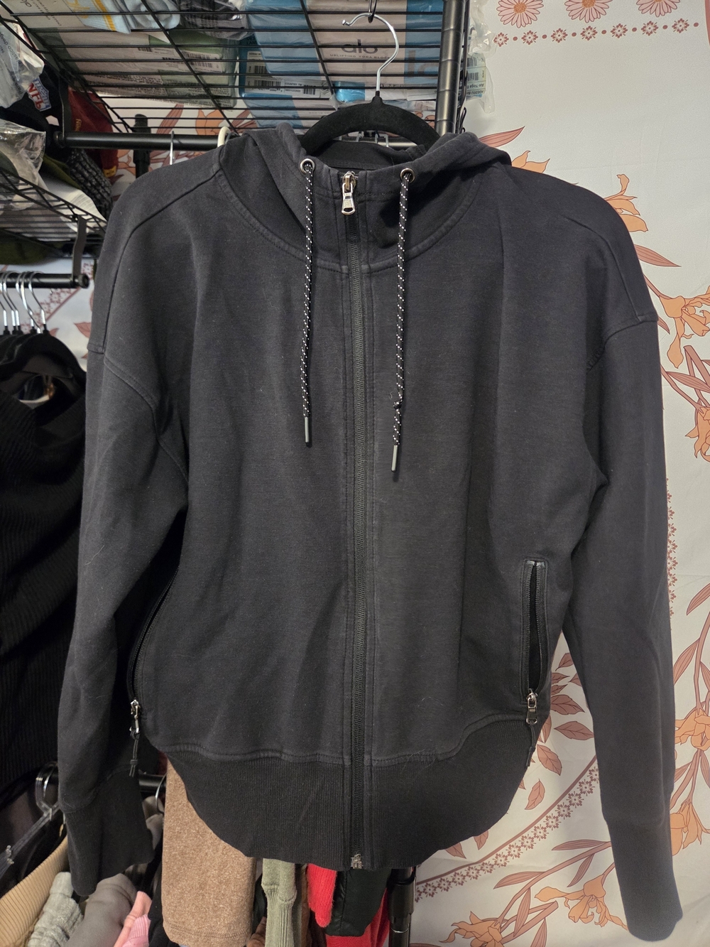 Old Navy Women's Black Full-Zip Hooded Sweatshirt
